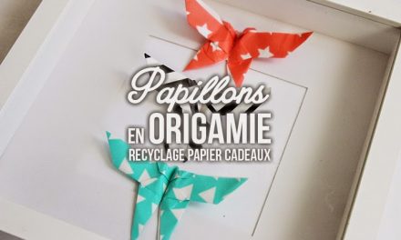 Recyclage de papier cadeau : DIY Papillons sous verre